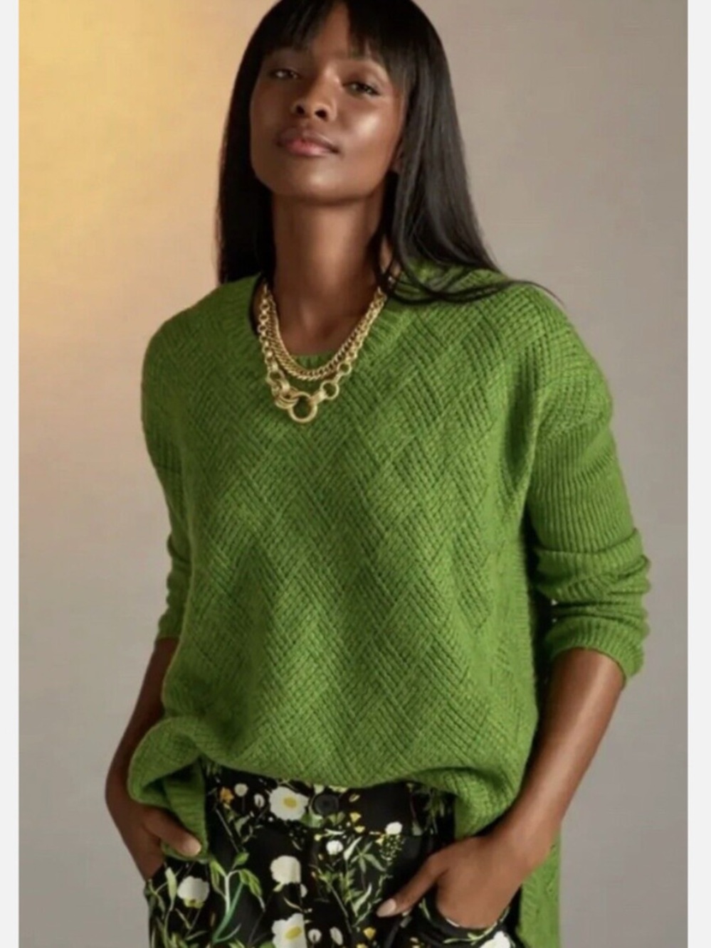 BOGO! Cabi Basket Weave Pullover Sweater Green Size Medium